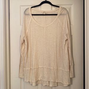 Style and Co creme long sleeve sheer top with ruffles Boho rag oversized style
